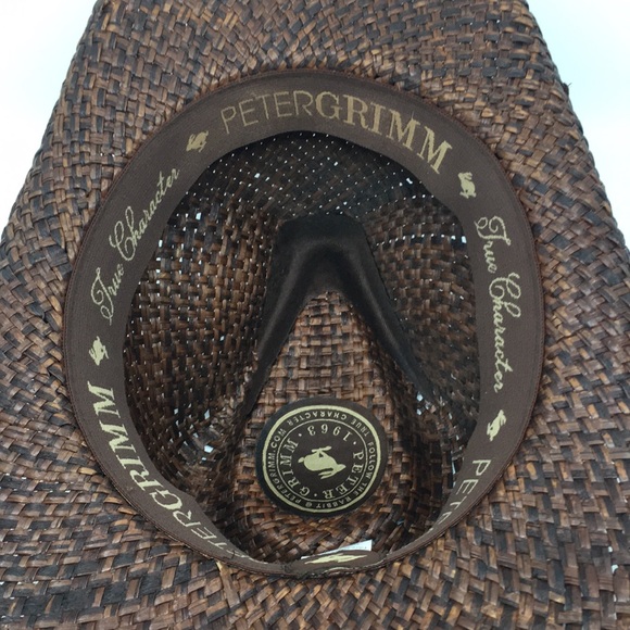 Peter Grimm Brown Straw Studded Cowboy Hat Festival Western Country Concert - Picture 11 of 16